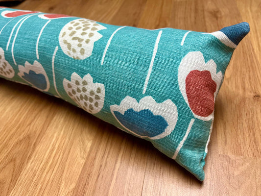 Scandi Blue Floral Heavy Draught Excluder, Nordic Decor