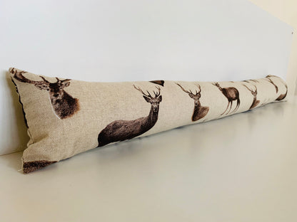 Stag Print Draught Excluder – Weighted, Rustic Farmhouse Decor