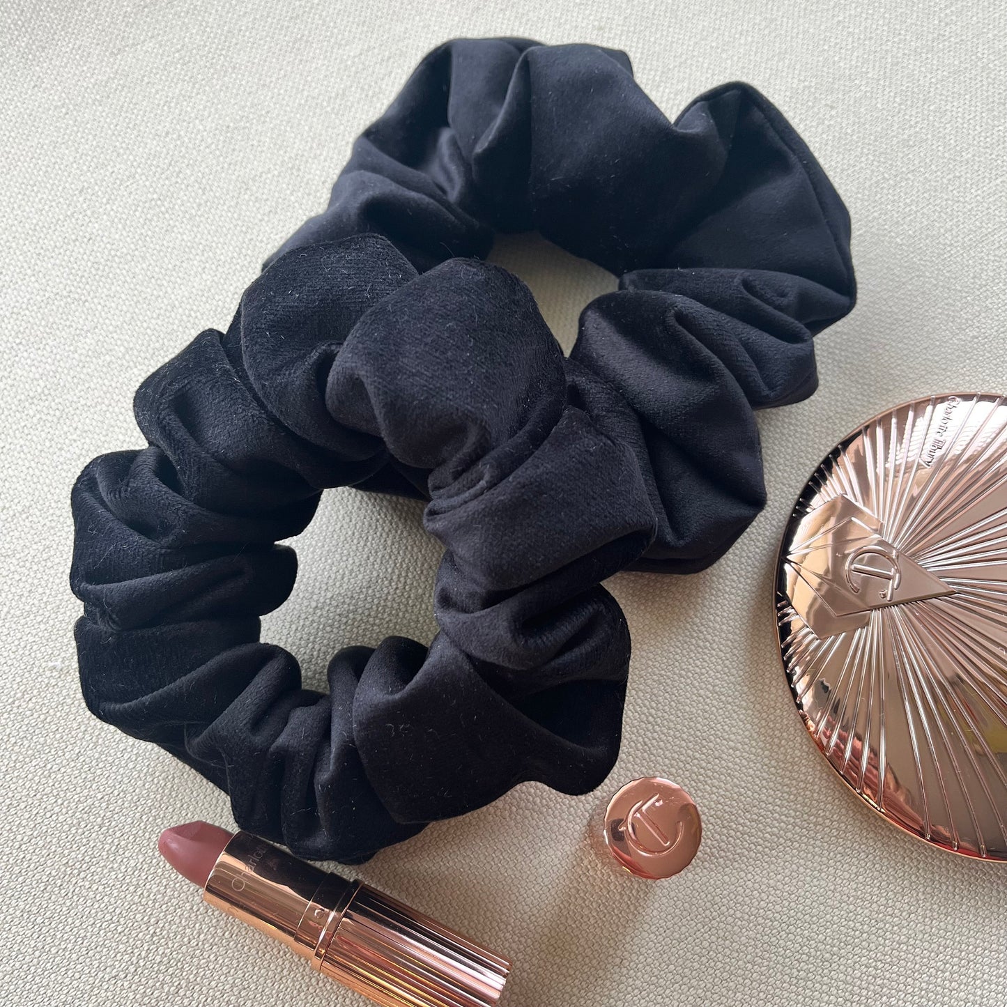 Black Satin Scrunchies Set - Handmade Silk Hair Accessories for Bridesmaids & Gifts