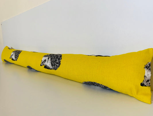 Yellow Hedgehog Print Heavy Draught Excluder, Retro Decor