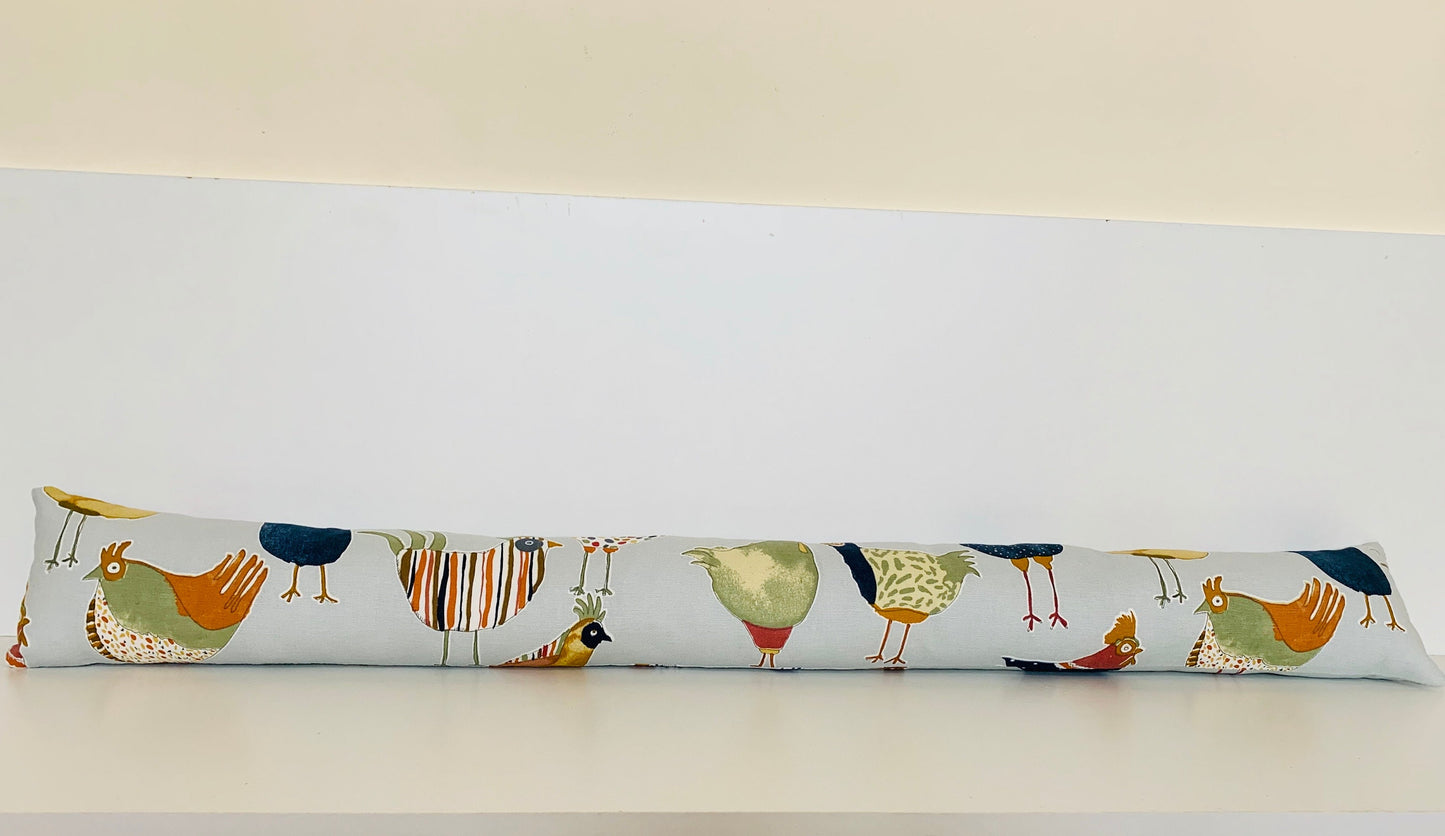 Chicken Print Draught Excluder – Weighted, 70-200cm, Farmhouse Style Decor