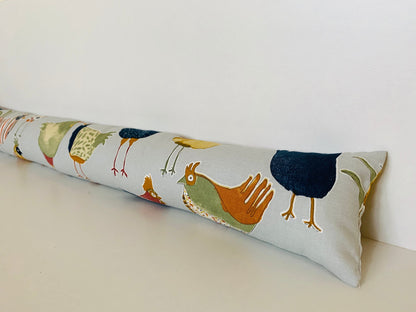 Chicken Print Draught Excluder – Weighted, 70-200cm, Farmhouse Style Decor