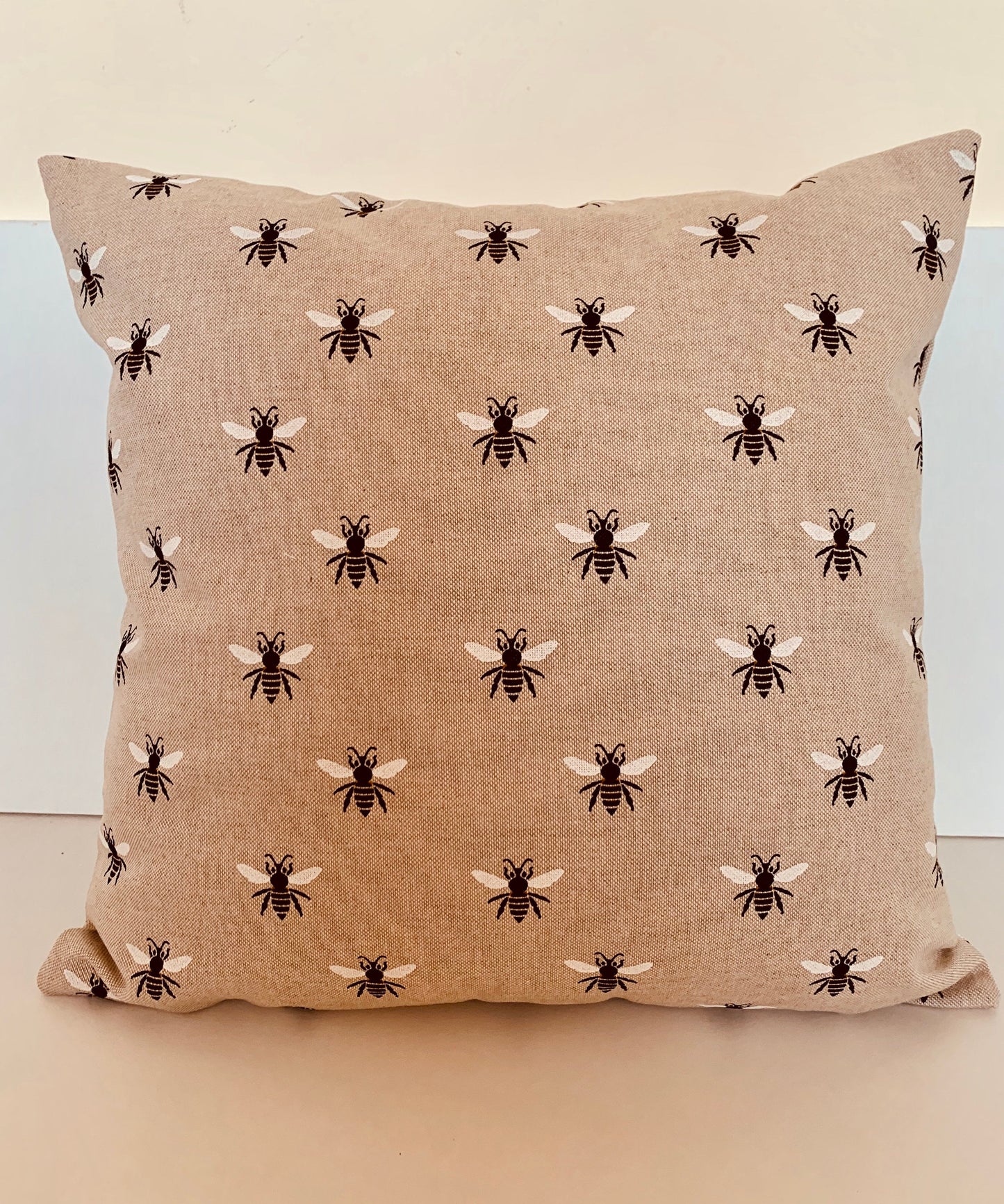 Bumble Bee Linen Cushion Cover: Reversible, Handmade Design