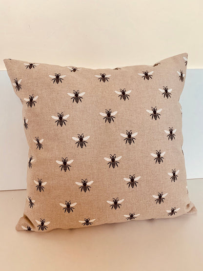 Bumble Bee Linen Cushion Cover: Reversible, Handmade Design