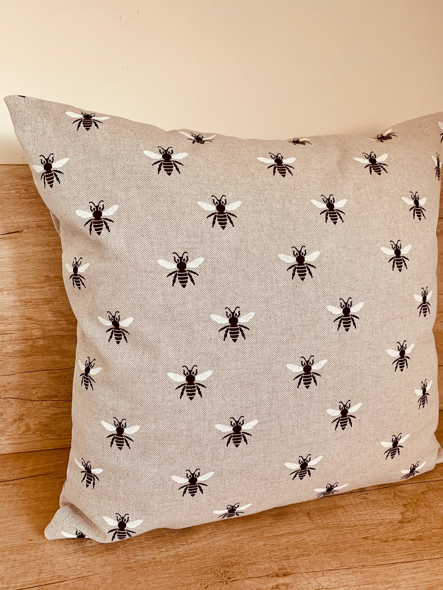 Bumble Bee Linen Cushion Cover: Reversible, Handmade Design