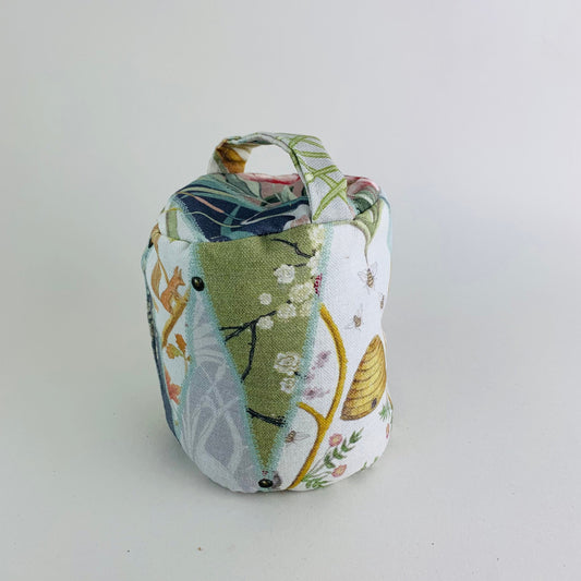 Ivory Patchwork Linen Handmade Door Stop - Angel Strawbridge