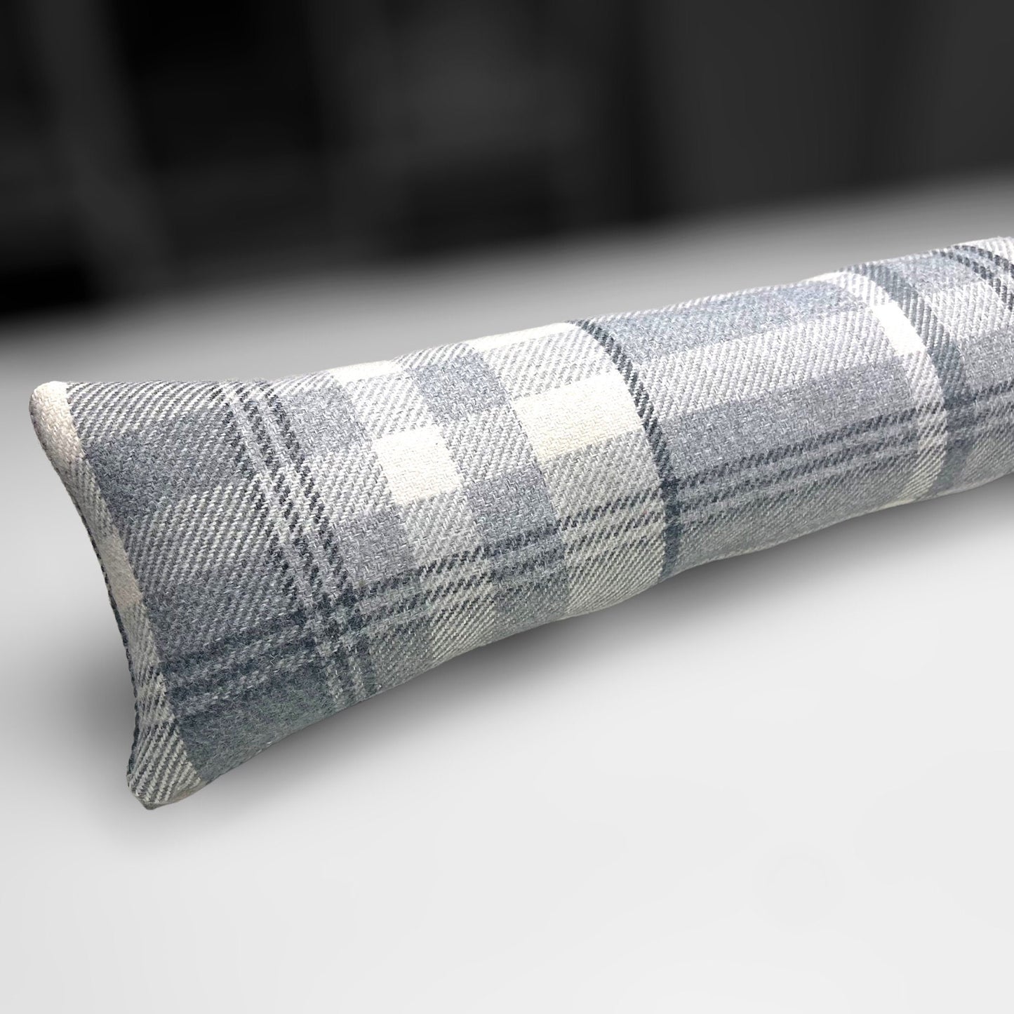 Grey Wool Tartan Heavy Draught Excluder – Farmhouse Style Decor