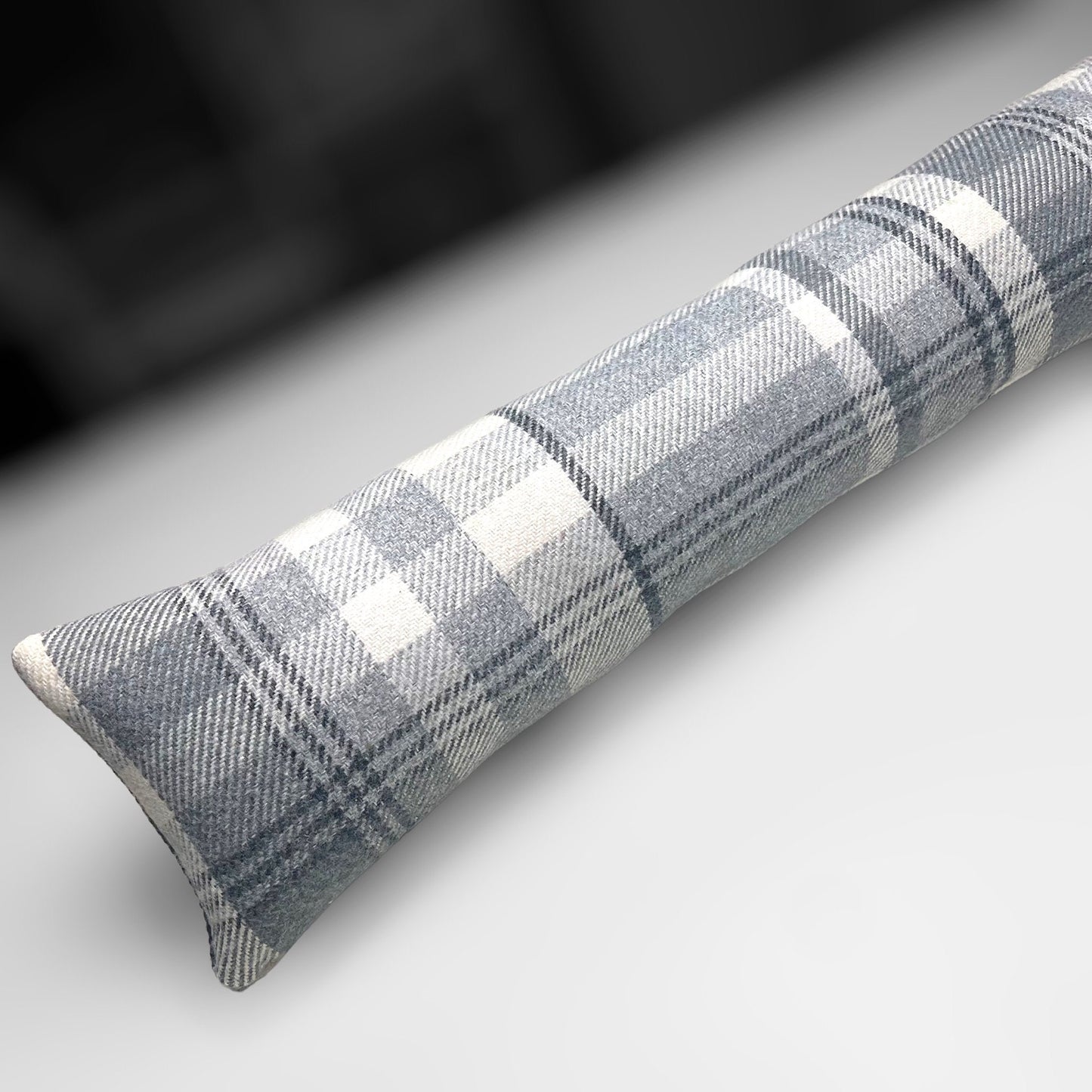 Grey Wool Tartan Heavy Draught Excluder – Farmhouse Style Decor