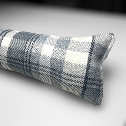 Grey Wool Tartan Heavy Draught Excluder – Farmhouse Style Decor