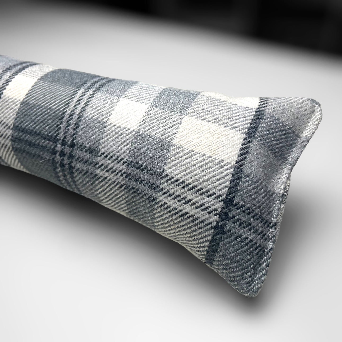 Grey Wool Tartan Heavy Draught Excluder – Farmhouse Style Decor