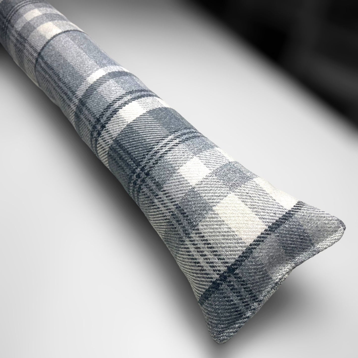 Grey Wool Tartan Heavy Draught Excluder – Farmhouse Style Decor