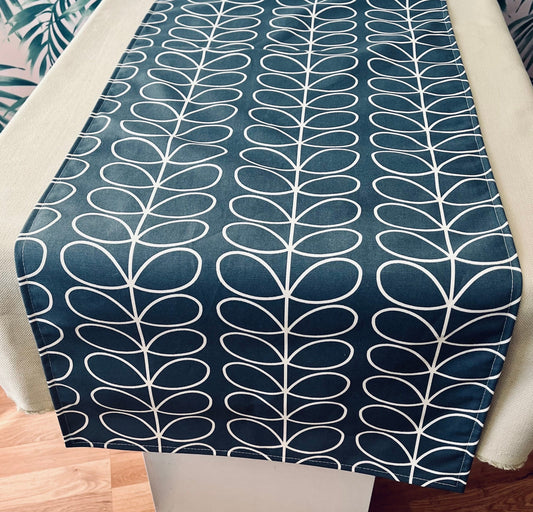 Grey Linear Stem Orla Kiely Table Runner: Retro Decor, Sizes 120cm-320cm