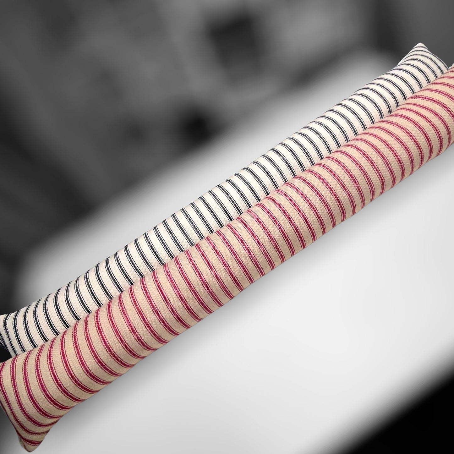 Red French Ticking Stripe Draught Excluder – Weighted, Farmhouse Decor