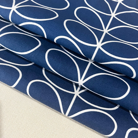 Orla Kiely Linear Stem - Whale Navy Blue - Made to Measure Roman Blinds