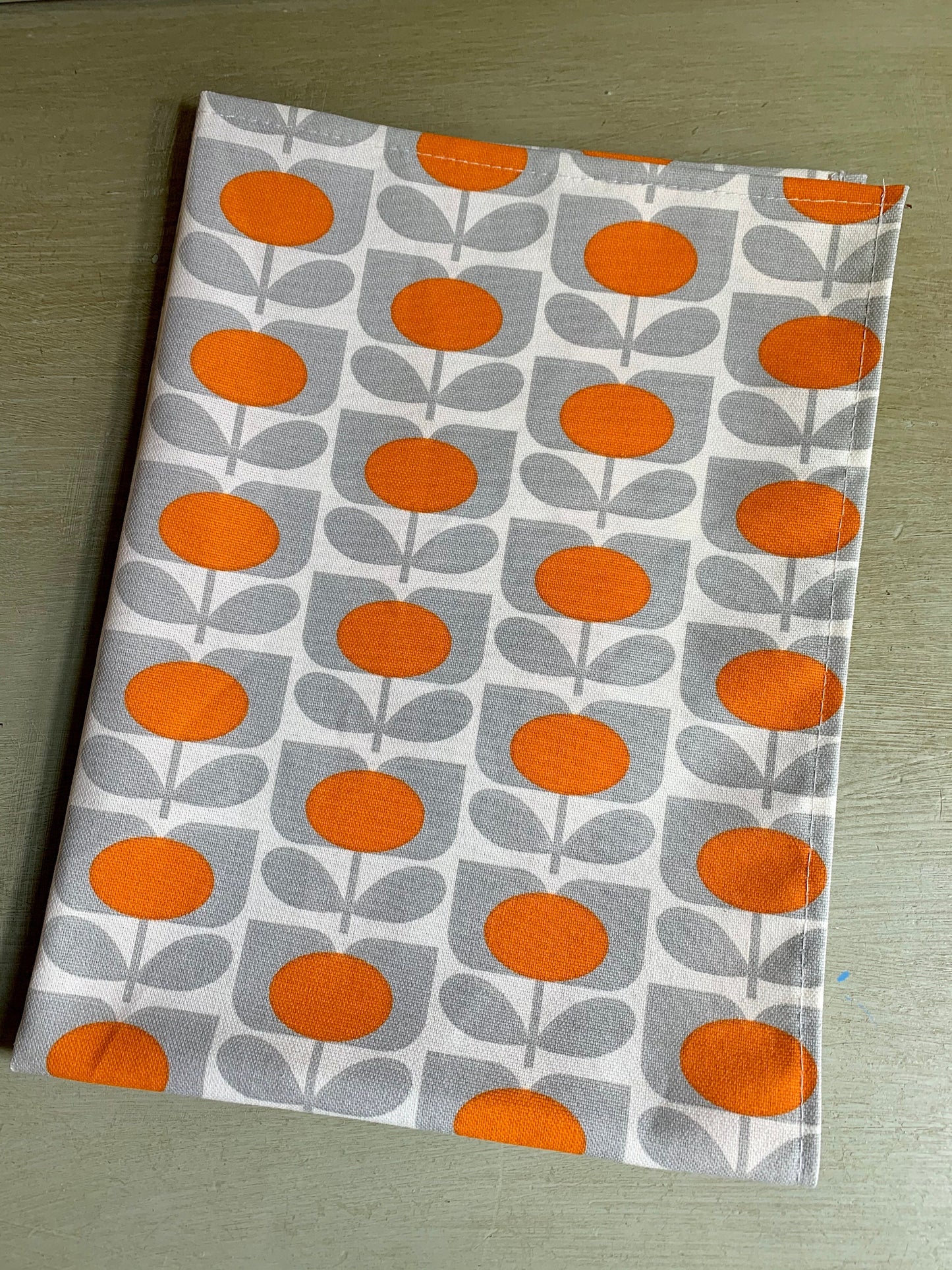 Orla Kiely Grey & Orange Flower Tea Towels: Retro Kitchen Decor