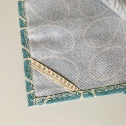 Retro Pale Blue Stem Tea Towels, Orla Kiely Fabric, Set of 3, Singles, Handsewn
