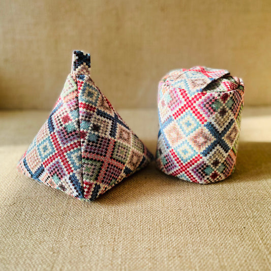 Tapestry Diamond Kilim Doorstop: Rustic Boho Home Decor