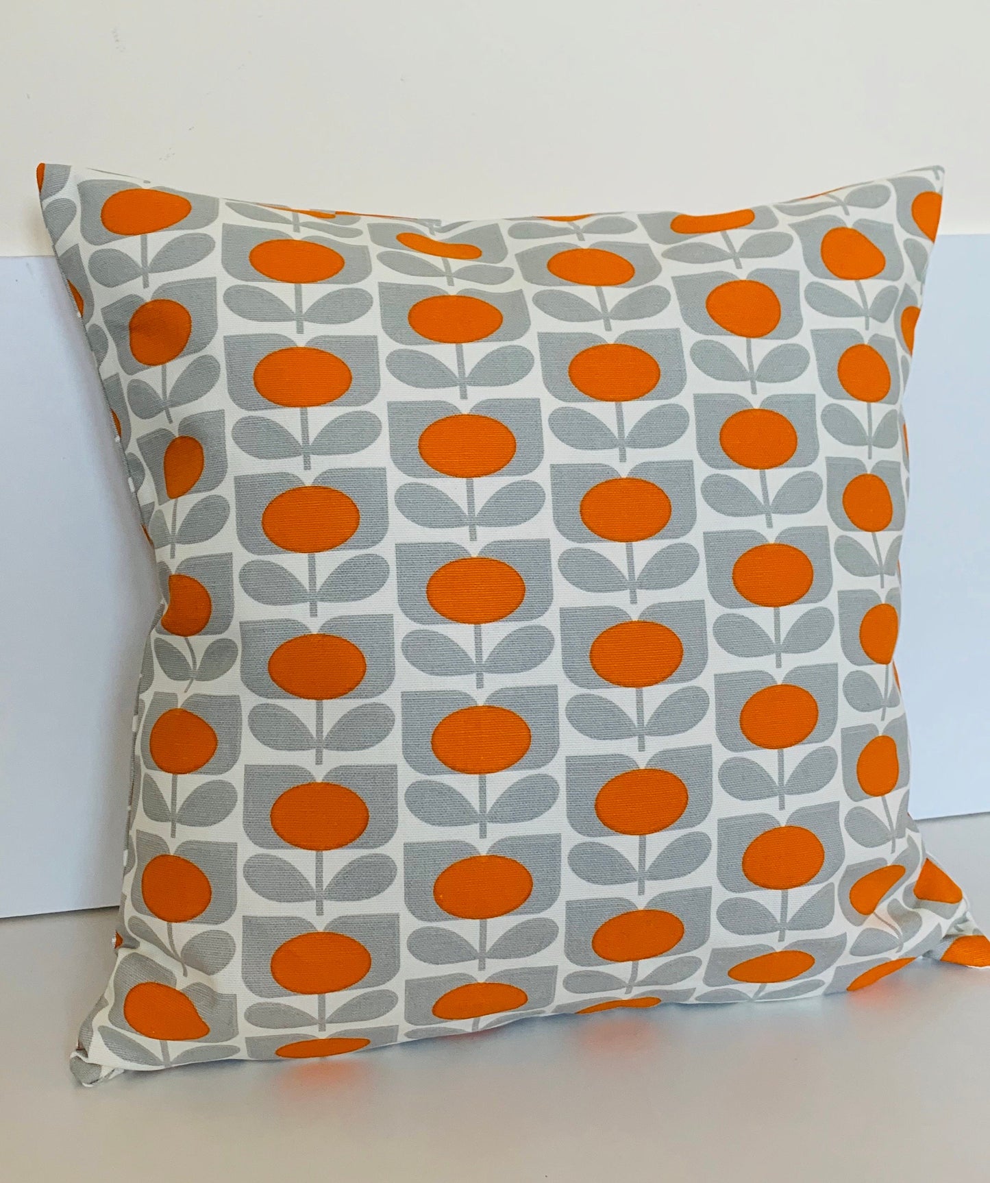 Orange & Grey Retro Cushion Covers, Large Orla Kiely 18” Square Cushion