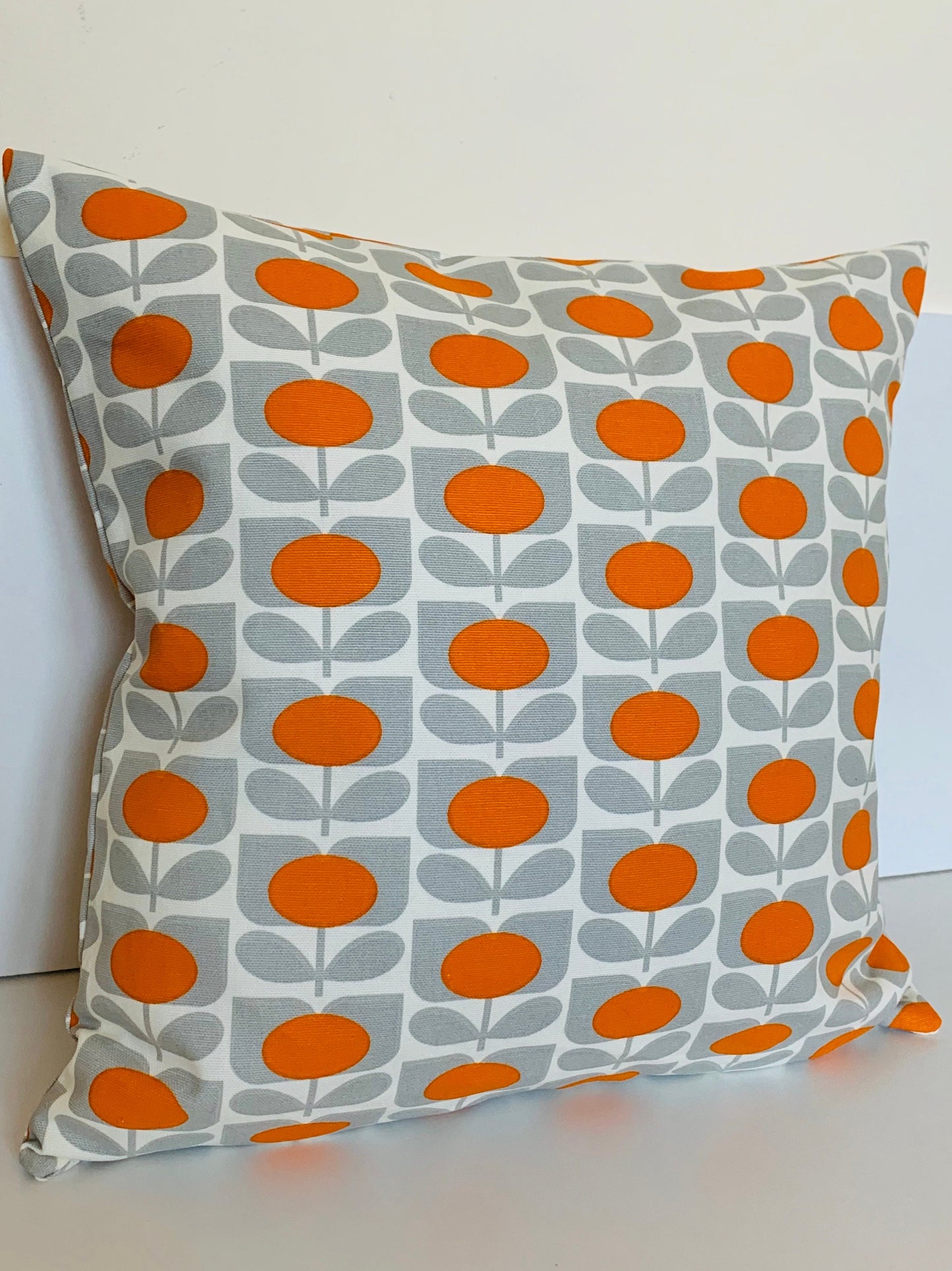 Orange & Grey Retro Cushion Covers, Large Orla Kiely 18” Square Cushion