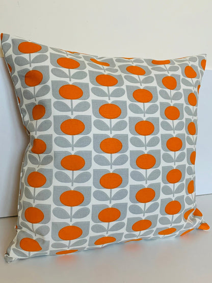 Orange & Grey Retro Cushion Covers, Large Orla Kiely 18” Square Cushion