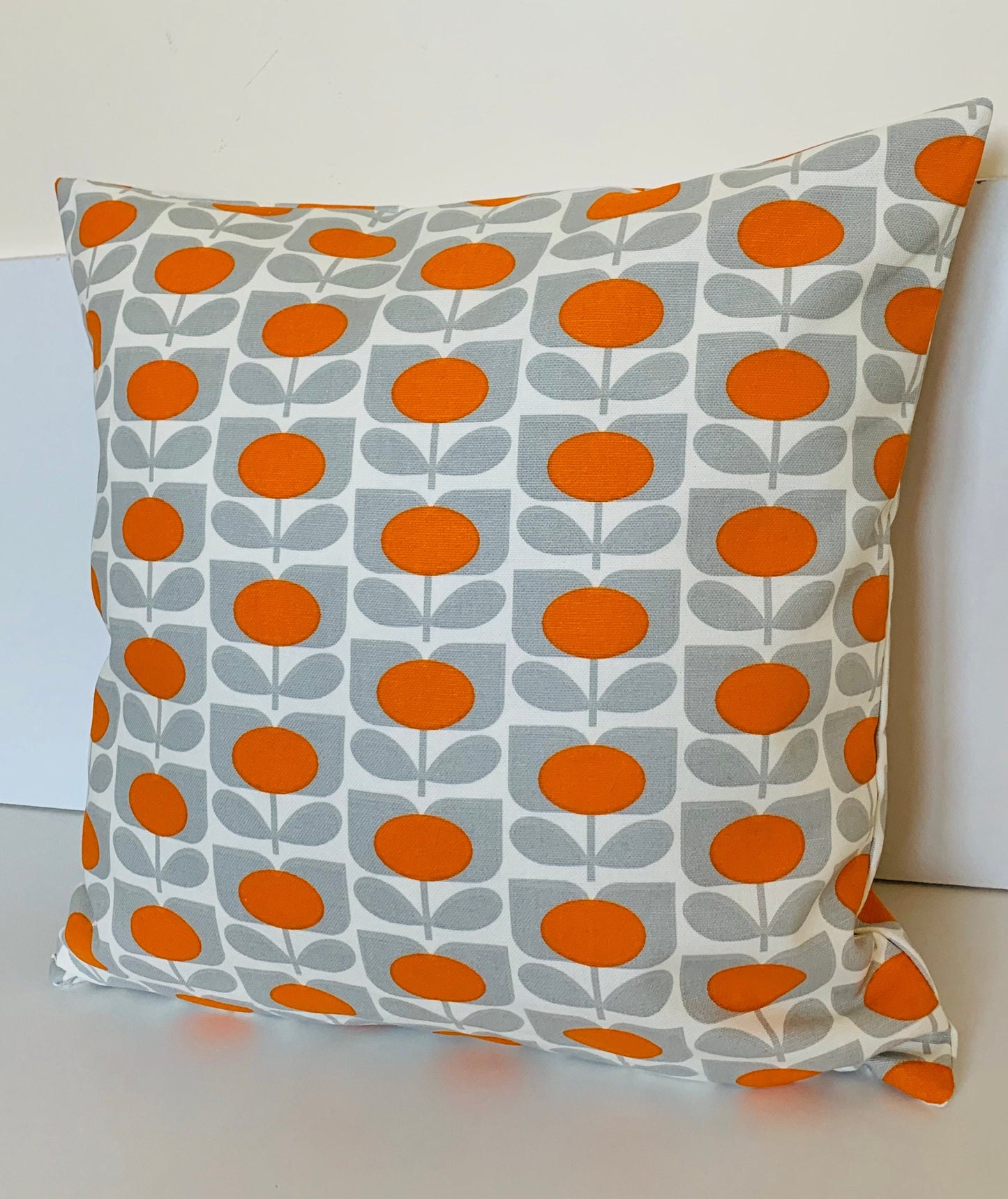 Orange & Grey Retro Cushion Covers, Large Orla Kiely 18” Square Cushion