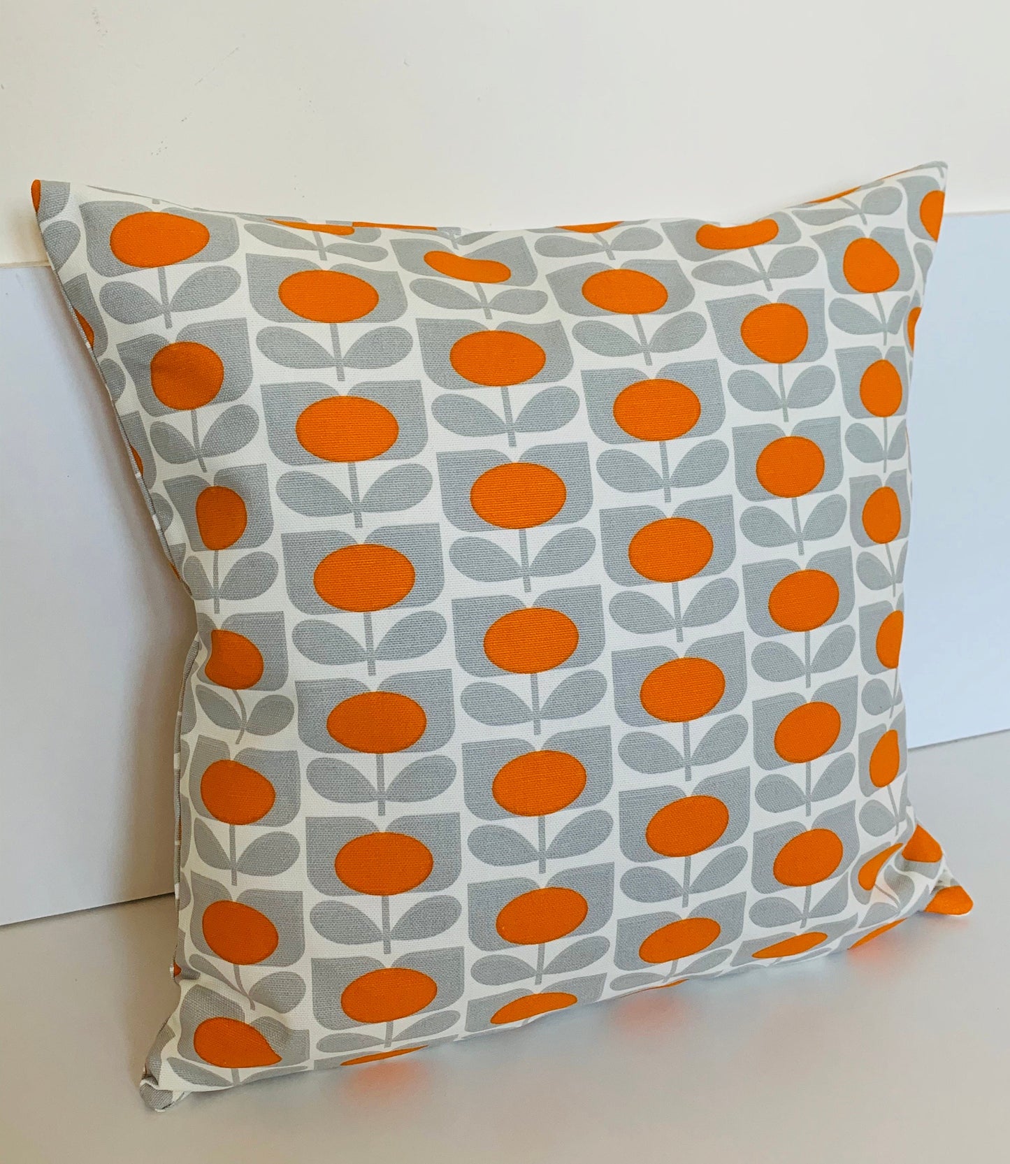 Orange & Grey Retro Cushion Covers, Large Orla Kiely 18” Square Cushion