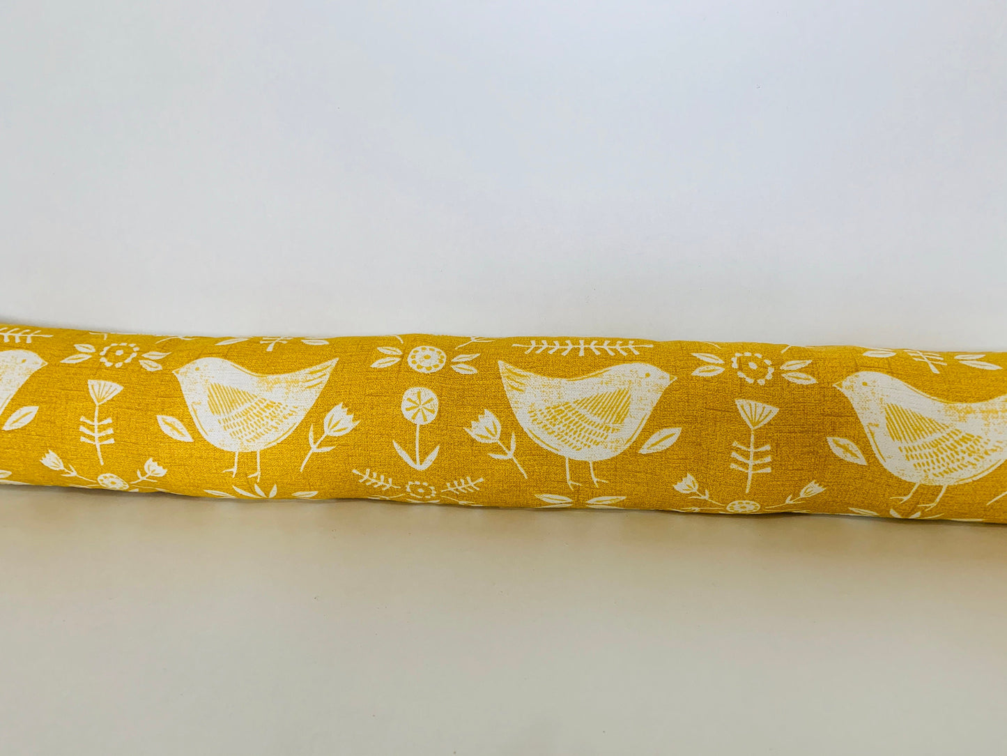 Yellow Scandi Birds Draught Excluder – Weighted, Nordic Retro Decor