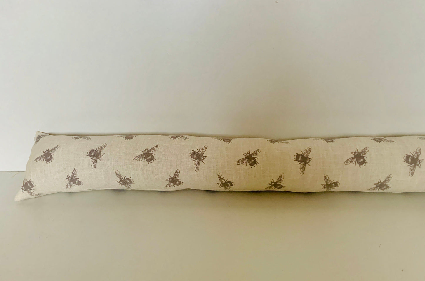 Ivory Bee Printed Linen Heavy Draught Excluder, Farmhouse Decor