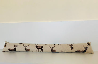 Stag Print Draught Excluder – Weighted, Rustic Farmhouse Decor