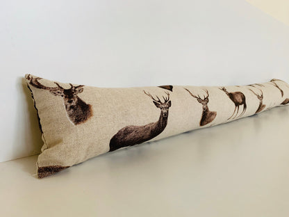 Stag Print Draught Excluder – Weighted, Rustic Farmhouse Decor