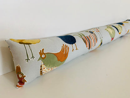 Chicken Print Draught Excluder – Weighted, 70-200cm, Farmhouse Style Decor