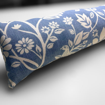 Blue Woodland Hares Heavy Draught Excluder, Farmhouse Decor