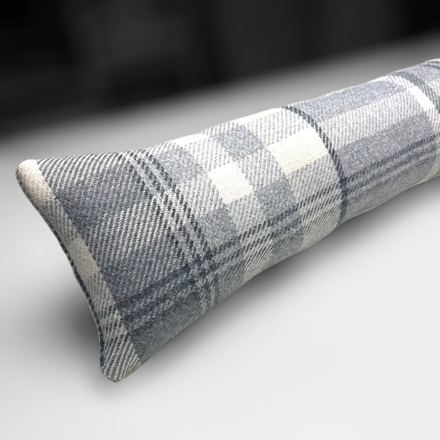 Grey Wool Tartan Heavy Draught Excluder – Farmhouse Style Decor