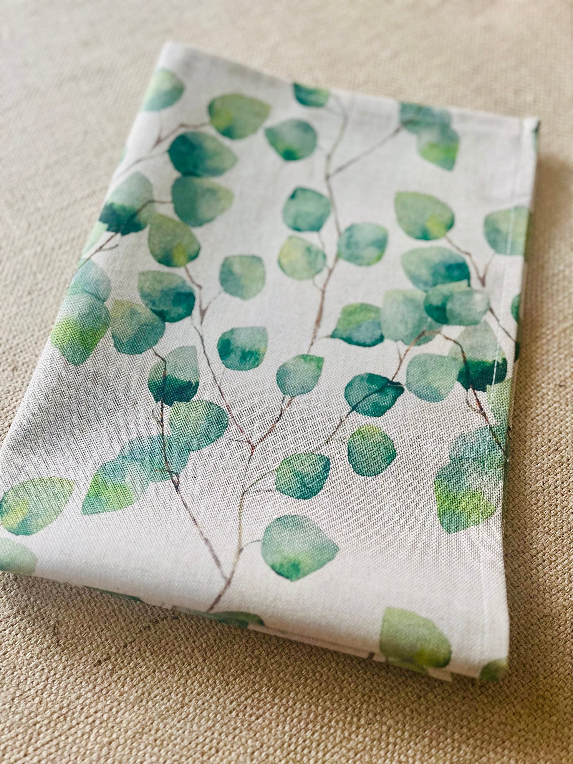 Eucalyptus Print Tea towels, Linen Blend Kitchen Towels, Water Colour Design, Set of 3, Singles, Kitchen Accessories, Home Decor