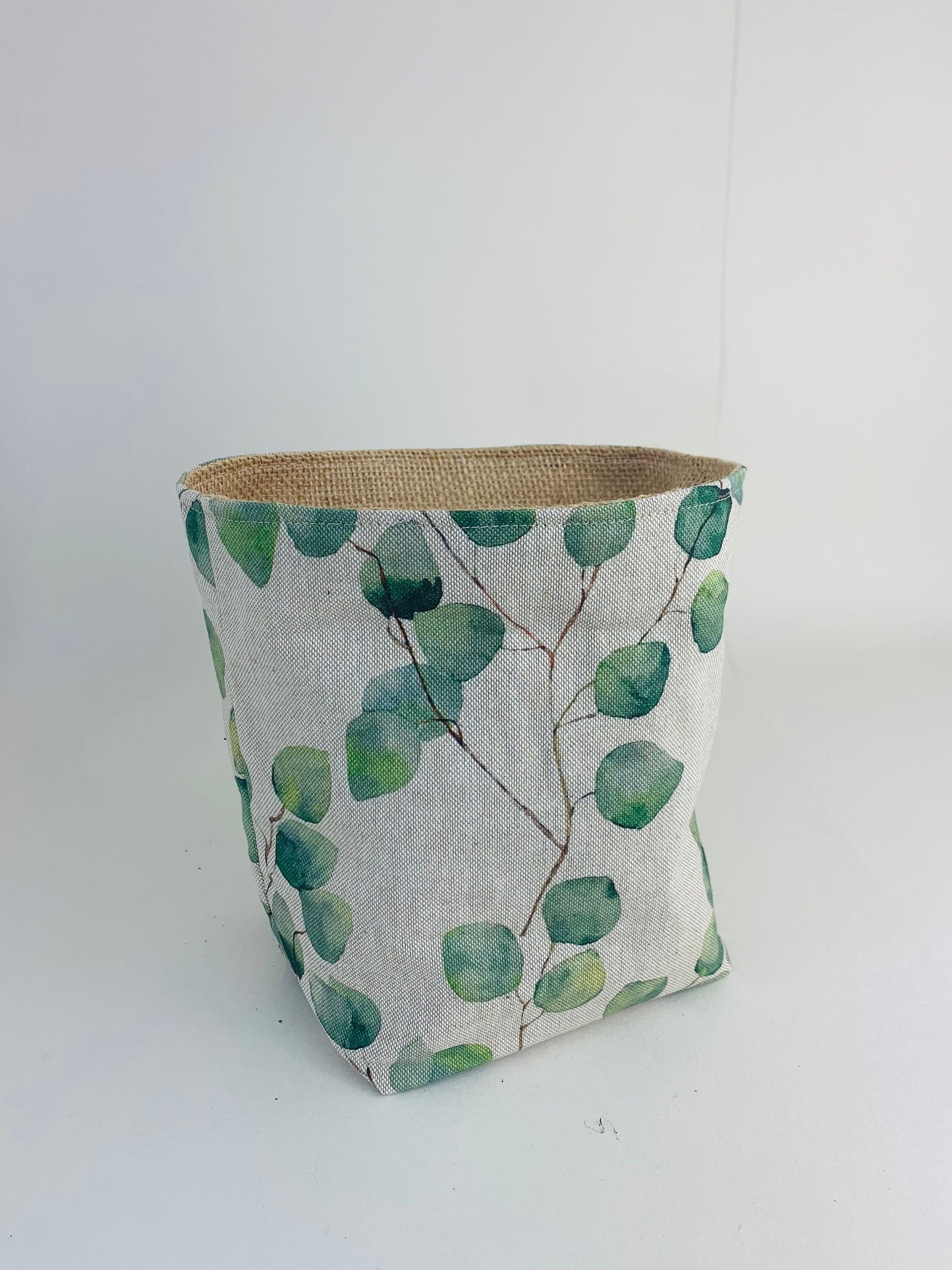 Eucalyptus Printed Linen Plant Pot: Farmhouse Decor, Multiple Sizes