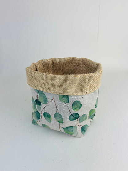 Eucalyptus Printed Linen Plant Pot: Farmhouse Decor, Multiple Sizes