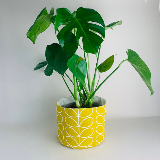 Yellow Stem Orla Kiely Plant Pot Covers: Retro Decor, Multiple Sizes