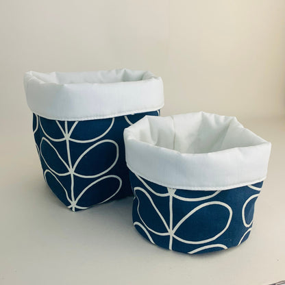 Navy Blue Orla Kiely Plant Pot Covers: Retro Decor, Multiple Sizes