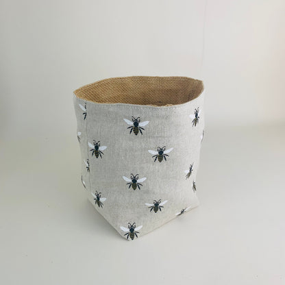 Bumble Bee Print Plant Pot Covers: Boho Style, Multiple Sizes