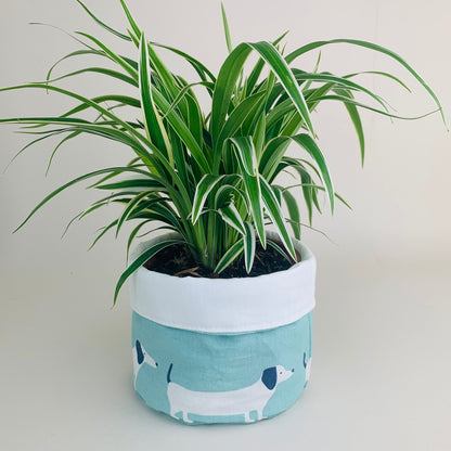 Blue Dachshund Dog Plant Pot - Handcrafted Farmhouse Decor, Multiple Sizes