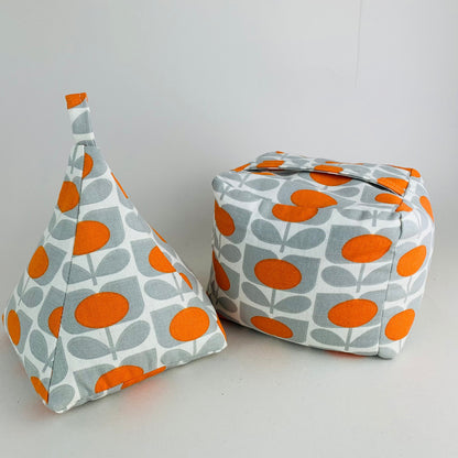 Orla Kiely Grey & Orange Flower Print Door Stop: Retro Home Decor