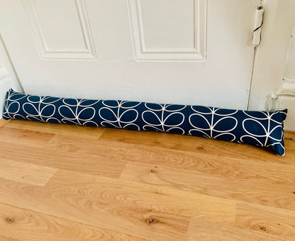 Navy Blue Stem Orla Kiely Heavy Draught Excluder, Retro Decor