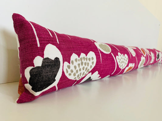 Deep Purple Scandi Floral Heavy Draught Excluder, Nordic Decor