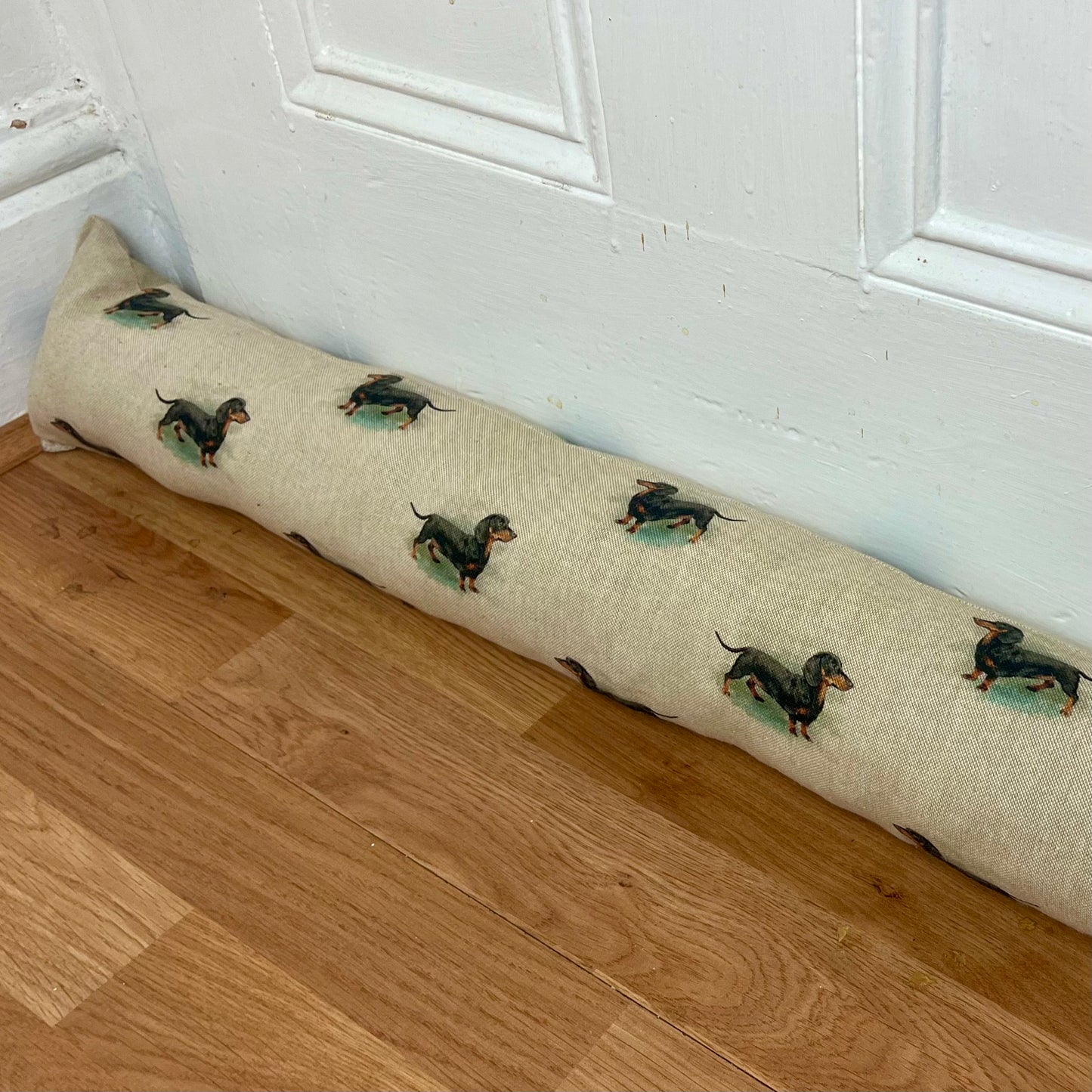 Dachshund Linen Draught Excluder – Weighted, Cozy Dog Lover’s Home Accessory