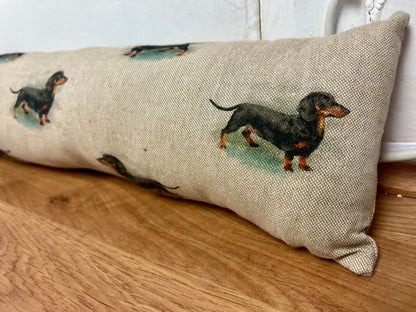 Dachshund Linen Draught Excluder – Weighted, Cozy Dog Lover’s Home Accessory