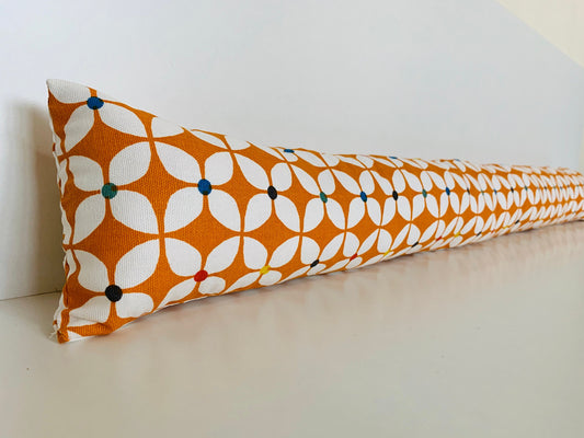 Scandi Orange Retro Heavy Draught Excluder, Nordic Decor