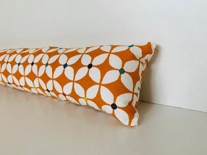 Scandi Orange Retro Heavy Draught Excluder, Nordic Decor